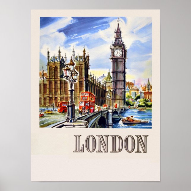 Póster Afiche de viajes de Londres (Frente)