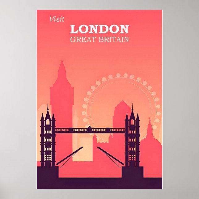 Póster Afiche de viajes de Londres (Frente)