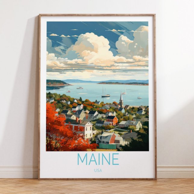 Póster Afiche de viajes de Maine USA, Augusta Maine State (Subido por el creador)