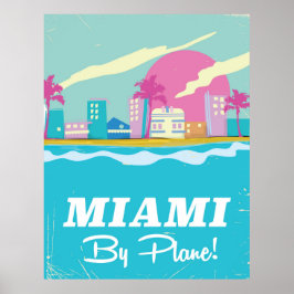 Póster Afiche de viajes de Miami vintage de los años 80