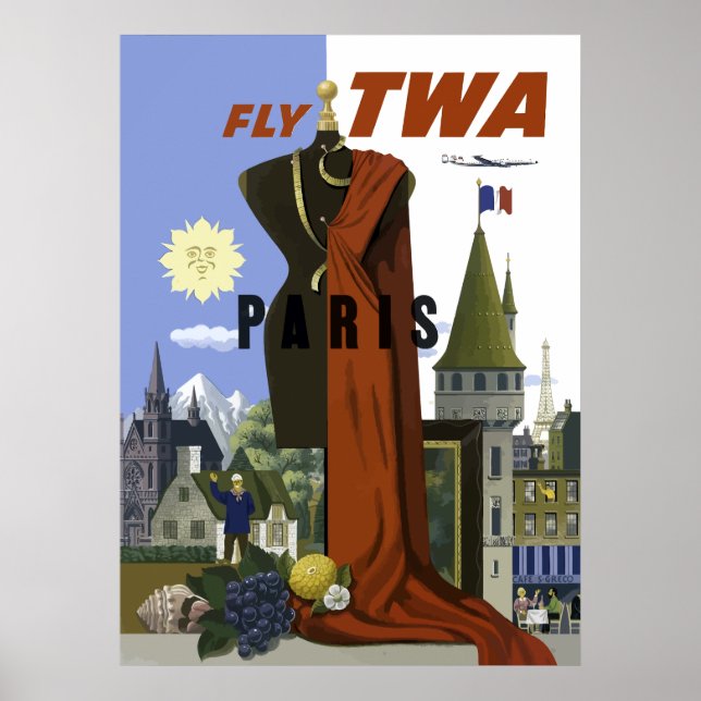 Póster Afiche de Viajes de Moda de París (Frente)