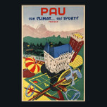 Póster Afiche de viajes de Pau, France/Vintage Art Deco<br><div class="desc">Pau,  hijo... usa sports,  Francia (Pau,  su clima...  sus deportes,  Francia) Golf,  tenis,  caballos,  esquí y casino en Pau,  situado en el Pirineo francés. Una reproducción de alta calidad de un poster Art Deco poco común impreso en litografía de piedra alrededor de 1935.</div>