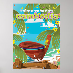Póster Afiche de viajes de personalizados de Camboya.