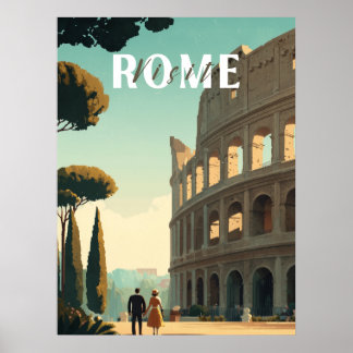 Póster Afiche de viajes de Roma - Colosseum Wall Art