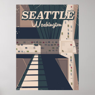 Póster Afiche de viajes de Seattle, Washington