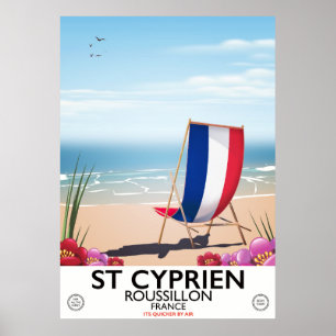 Póster Afiche de viajes de St Cyprien, Roussillon France