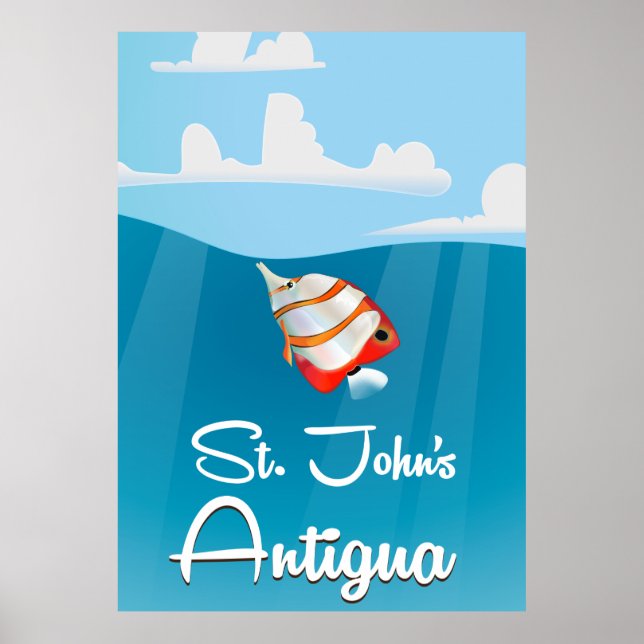 Póster Afiche de viajes de St. John, Antigua y Barbuda (Frente)