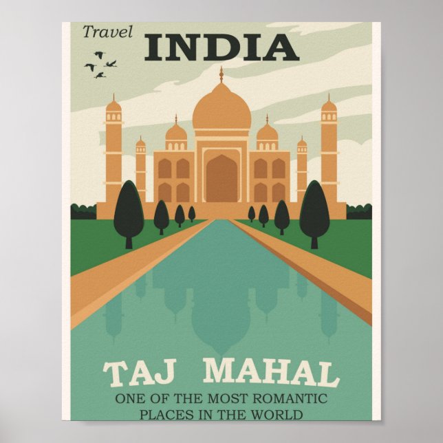 Póster Afiche de viajes de Taj Mahal - India (Frente)