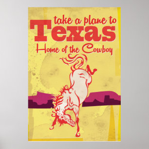 Póster Afiche de Viajes de Texas