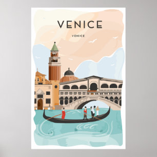 Póster Afiche de viajes de Venecia