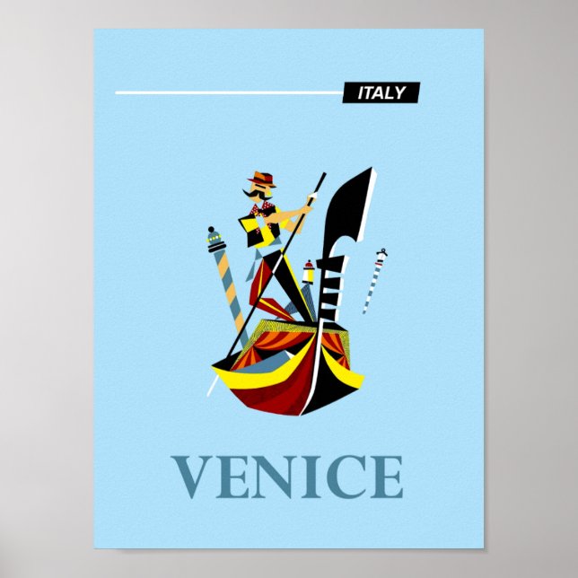 Póster Afiche de viajes de Venecia, Italia (Frente)