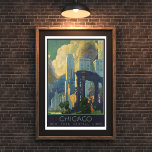 Póster Afiche de Viajes de Vintage Chicago<br><div class="desc">Afiche de Viajes de Vintage Chicago | 39"x57" Captura la esencia de la Ciudad del Viento con este impresionante poster de viajes. Mostrando el icónico horizonte de Chicago a través de colores llamativos y estilo Art Deco clásico, este poster promueve las Líneas Centrales de Nueva York con un estilo retro...</div>