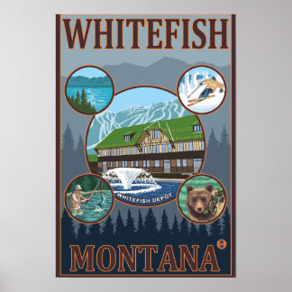 Póster Afiche de viajes de Whitefish, MontanaScenic