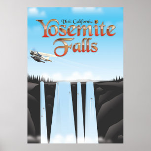 Póster Afiche de viajes de Yosemite Falls California