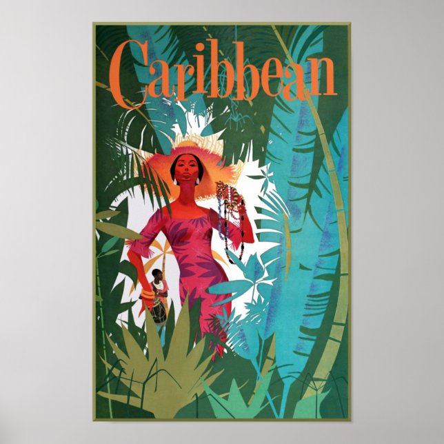 Póster Afiche de viajes del Caribe (Frente)