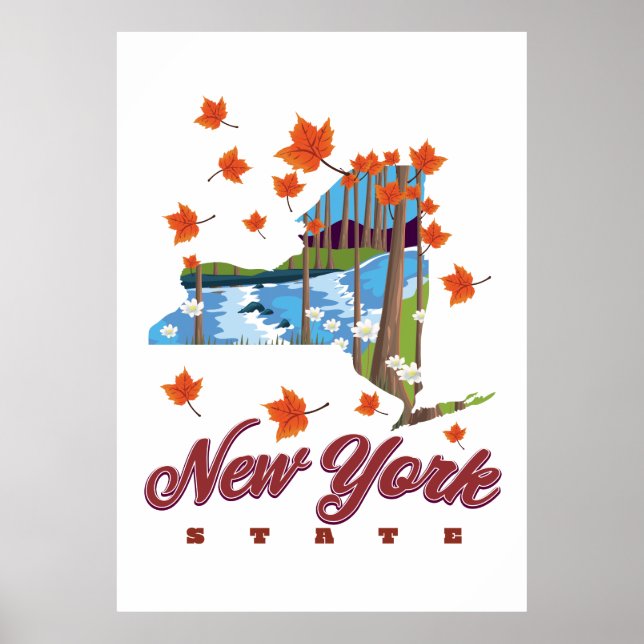 Póster Afiche de viajes del Estado de Nueva York (Frente)