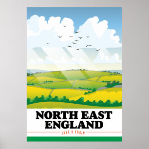 Póster Afiche de viajes del noreste de Inglaterra.