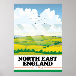 Póster Afiche de viajes del noreste de Inglaterra.