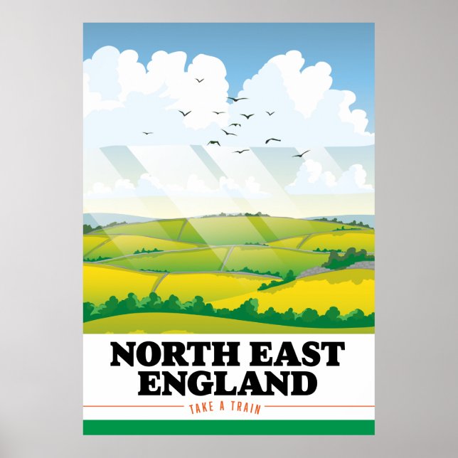 Póster Afiche de viajes del noreste de Inglaterra. (Frente)