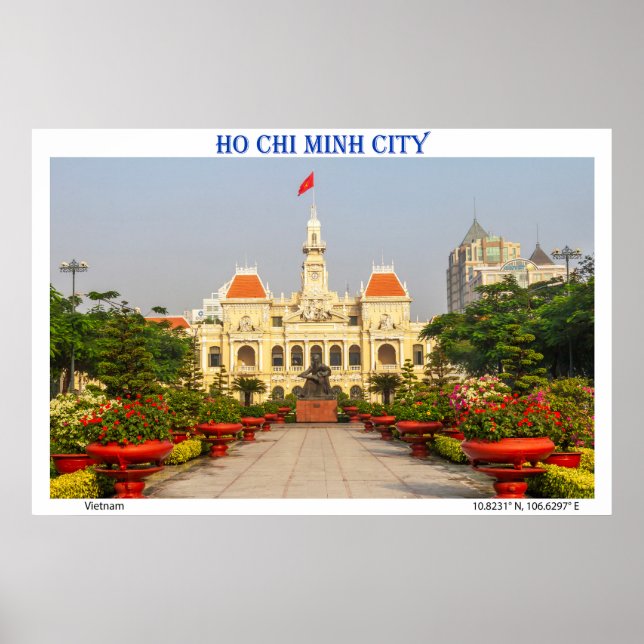 Póster Afiche de viajes: Edificio del Comité Popular, Ho  (Frente)