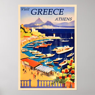Póster Afiche de viajes Grecia-Atenas