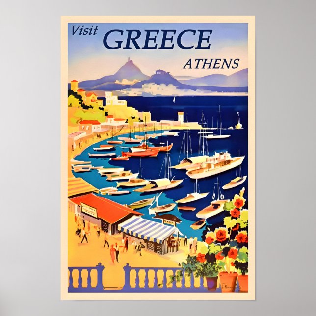 Póster Afiche de viajes Grecia-Atenas (Frente)