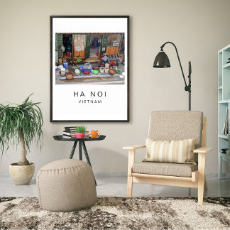 Póster Afiche de viajes, Ha Noi Vietnam, Personalizable