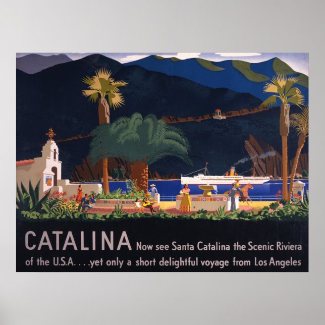 Póster Afiche de viajes - Isla Santa Catalina, California (Frente)
