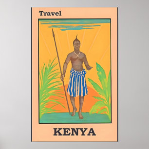 Póster Afiche de viajes Kenya-África