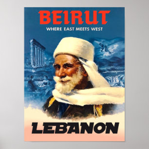 Póster Afiche de viajes para Beirut, Líbano