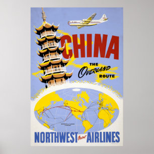 Póster Afiche De Viajes Para Northwest Orient Airlines