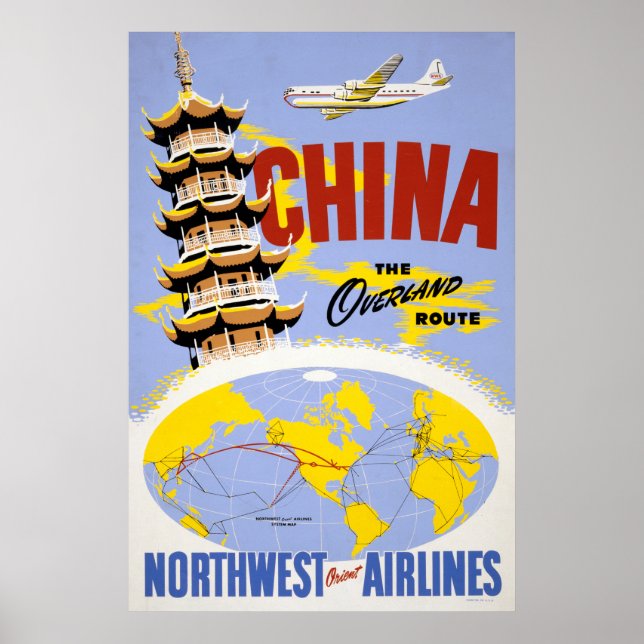 Póster Afiche De Viajes Para Northwest Orient Airlines (Frente)