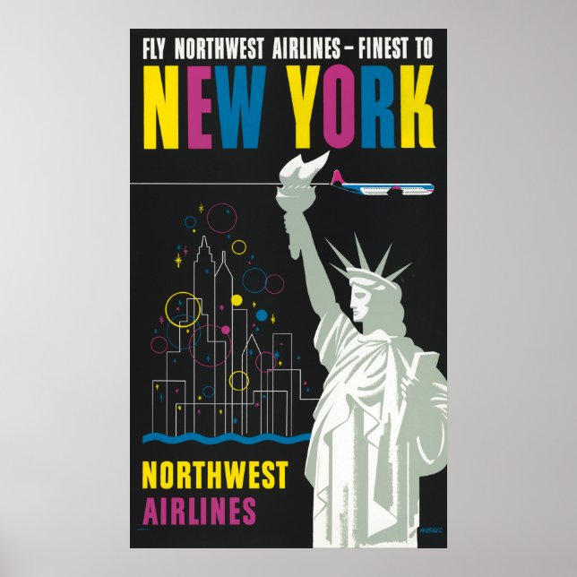 Póster Afiche De Viajes Para Volar Northwest Airlines