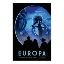 Afiche de viajes por el espacio vintage de Europa