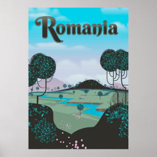 Póster Afiche de viajes por el paisaje de Rumania