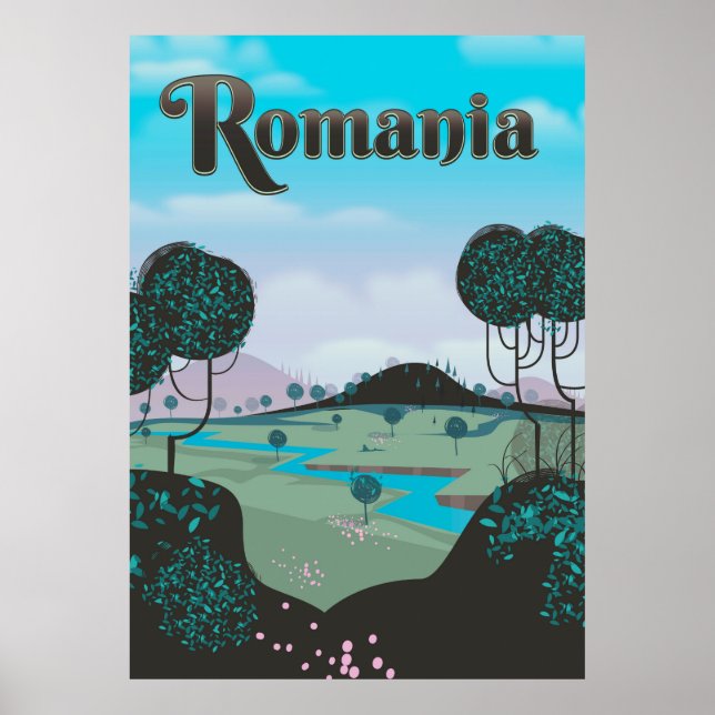 Póster Afiche de viajes por el paisaje de Rumania (Frente)