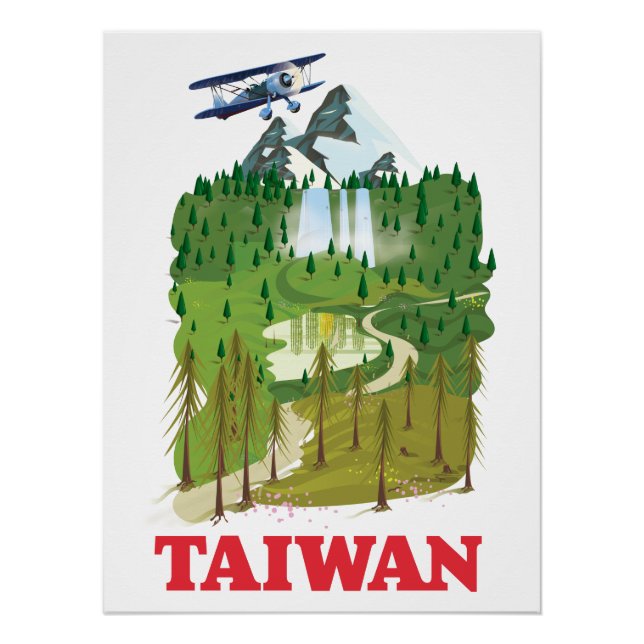 Póster Afiche de viajes por el paisaje de Taiwán (Anverso)