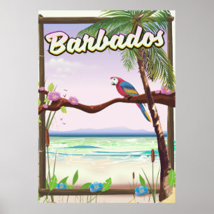 Póster Afiche de viajes por el Parrot de Barbados