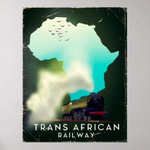 Póster Afiche de viajes por ferrocarril transafricano