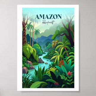 Póster Afiche de viajes por la selva amazónica