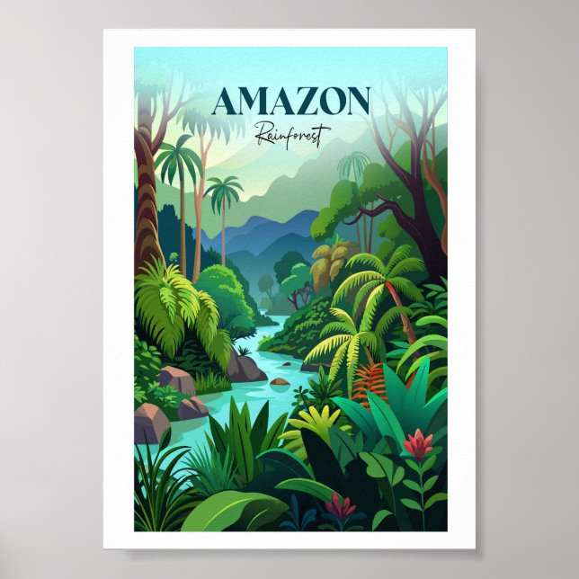 Póster Afiche de viajes por la selva amazónica (Frente)