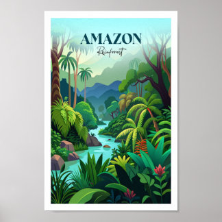 Póster Afiche de viajes por la selva amazónica