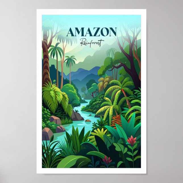 Póster Afiche de viajes por la selva amazónica (Frente)