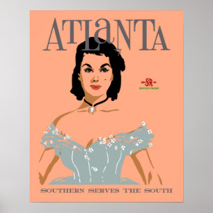 Póster Afiche de viajes Retro Atlanta