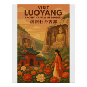 Póster Afiche de viajes retro - Luoyang, China