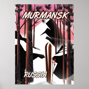 Póster Afiche de viajes ruso de Múrmansk