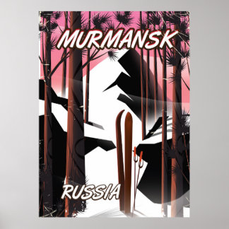 Póster Afiche de viajes ruso de Múrmansk