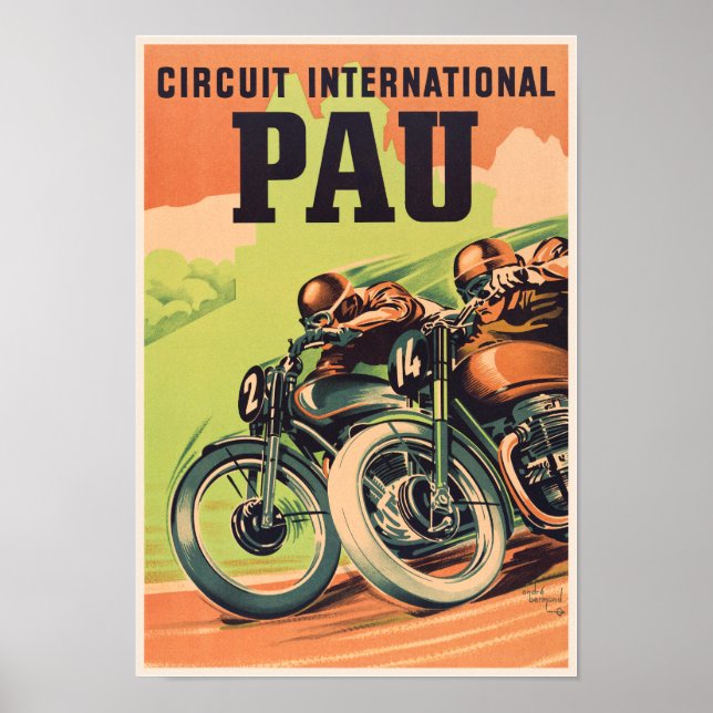 Póster Afiche del circuito internacional de Pau Francia (Frente)