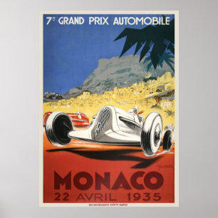 Póster Afiche del Gran Premio de Mónaco de 1936