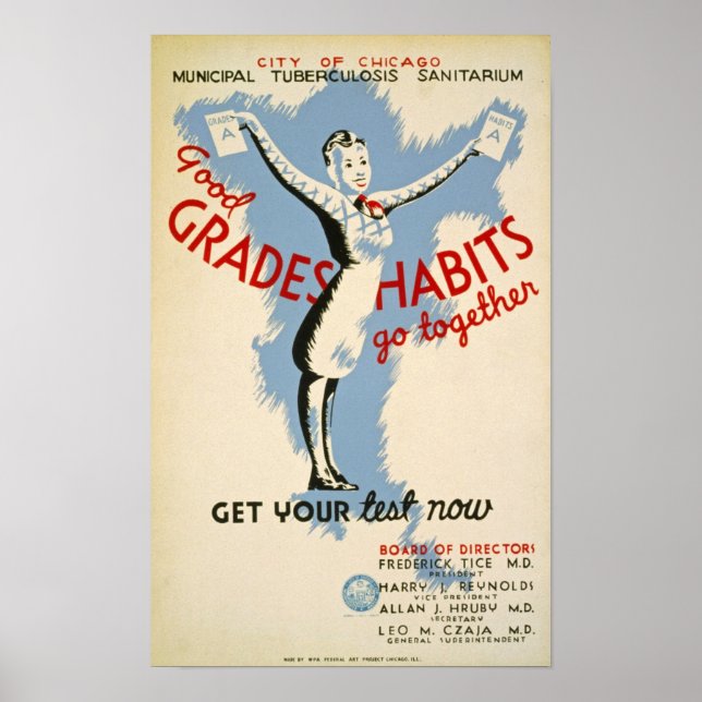 Póster Afiche del hábito de vintage de Good Grades (Frente)